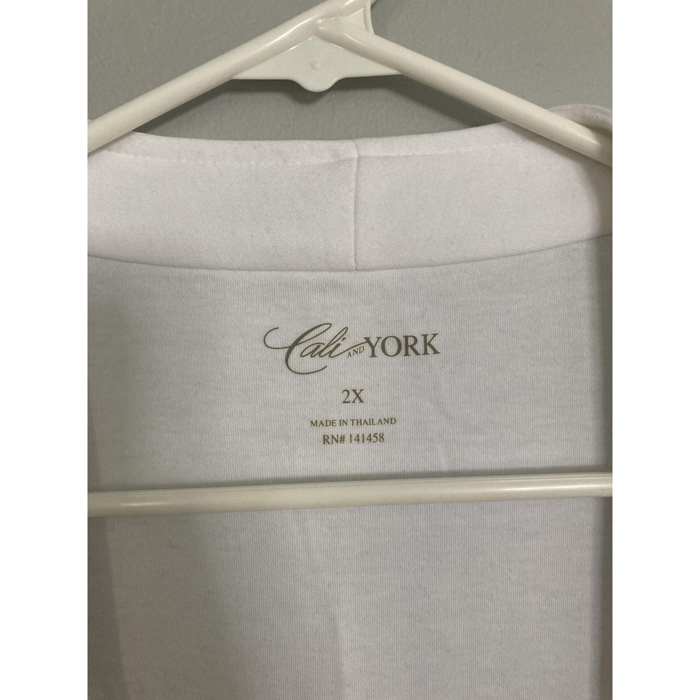 Cali And York Shirt Women 2X White Lightweight Open Front Cardigan 3/4 Sleeve - Picture 5 of 11